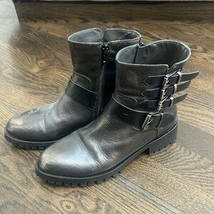 Italian Leather Ankle Boots with Silver Hardware